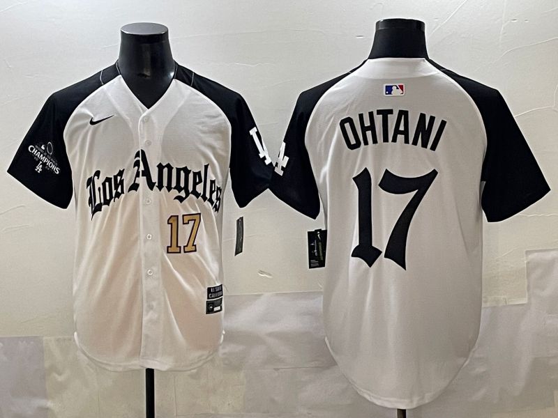 Men 2025 Los Angeles Dodgers #17 Ohtani White black Five generations Joint Name Nike MLB Jersey style 5261->los angeles dodgers->MLB Jersey